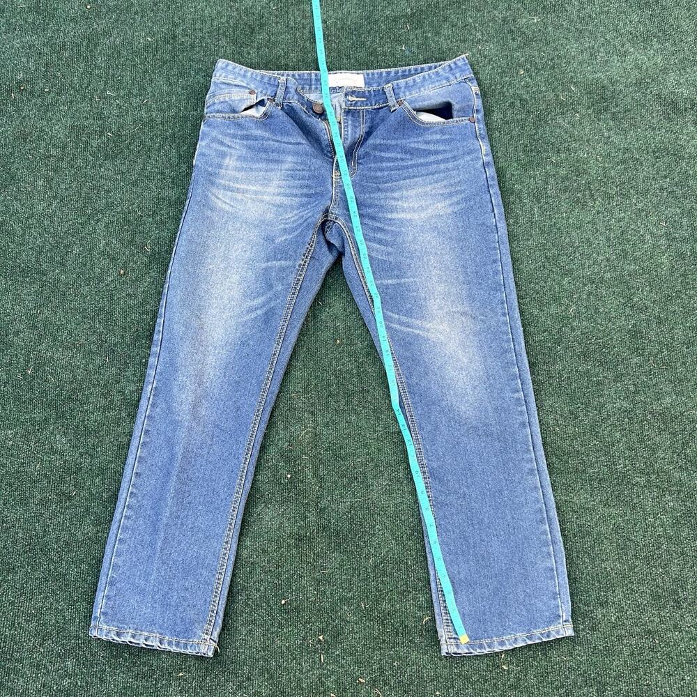 Men’s United Denim of America 36x30 Straight Leg Blue Jeans Medium Wash